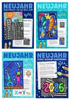 Vorschau - Arbeitsblätter - 4x Kunstprojekte im neuen Jahr 2026 - Silvester & Neujahrs Kunst Materialpaket - Deckblatt