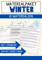 Vorschau - Arbeitsblätter - Winter Materialpaket Arbeitsblätter Offene Fragen, Multiple-Choice & Übungen - Deckblatt