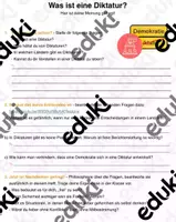 Vorschau - Unterrichtsreihen - Materialpaket: Unterrichtsreihe/Experiment EINE WOCHE ALS DIKTATUR - Deckblatt