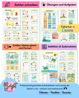 Vorschau - Arbeitsblätter - Mathe-Bundle: Zahlen 1–10, Formen, Addition & Subtraktion, Vorschule & Klasse 1 - Deckblatt