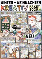 Vorschau - Arbeitsblätter - Winter ❄️ / Weihnachten - Kreativpaket 2025 / Basteln & Deko + Weihnachtsmann & Schneemann - Deckblatt
