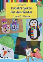 Vorschau - Mal- und Bastelvorlagen - Kunst Winter, 4 Projekte für die 1. und 2. Klasse, Grundschule, Materialpaket - Deckblatt