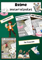 Vorschau - Arbeitsblätter - Reime Materialpaket: Reimschemata, Paarreim, Kreuzreim & Umarmender Reim - Deckblatt