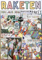 Vorschau - Arbeitsblätter - Raketen / Rakete - wachsendes Kreativpaket (Klasse 1-5) / Neujahr - Deckblatt