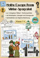 Vorschau - Stationenlernen - Escape Room Winter: Mathematik - Sparpaket (Klasse 1-4) - Deckblatt