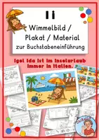 Vorschau - Arbeitsblätter - Buchstabe I i: Wimmelbild/Plakat und Material zur Buchstabeneinführung - Deckblatt