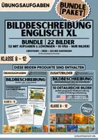 Vorschau - Arbeitsblätter - Materialpaket XL | Bildbeschreibung Englisch – All-in-One Bundle | 12 Unterrichtseinheiten + 10 USA Bildkarten - Deckblatt