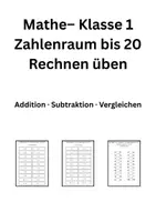 Vorschau - Arbeitsblätter - Mathe Klasse 1 – Rechnen im Zahlenraum bis 20 - Deckblatt