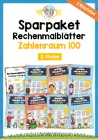 Vorschau - Arbeitsblätter - Sparpaket: Rechenmalblätter im Zahlenraum 100 (64 Arbeitsblätter) - Deckblatt
