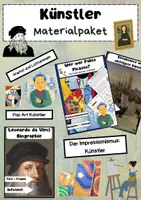 Vorschau - Arbeitsblätter - Künstler Materialpaket: Pablo Picasso, Leonardo da Vinci, Andy Warhol & Roy Lichtenstein - Deckblatt