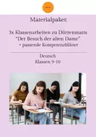 Vorschau - Merkblätter - Materialpaket: Drei Klassenarbeiten "Der Besuch der alten Dame" + Kompetenzblätter - Deckblatt