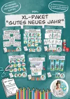 Vorschau - Unterrichtsreihen - XL-Paket "Gutes neues Jahr" / Neujahrs-Karten / Feriengrüße / Ausmalbilder / Bastelvorlage - Deckblatt
