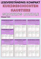Vorschau - Arbeitsblätter - Haustiere Kurzgeschichten - Growing Bundle | Leseverständnis Klasse 1 + 2 - Deckblatt
