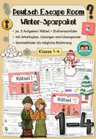 Vorschau - Stationenlernen - Escape Room Winter: Deutsch - Sparpaket (Klasse 1-4) - Deckblatt