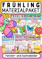 Vorschau - Mal- und Bastelvorlagen - Frühlings-Materialpaket – Kreative Ausmalbilder & Fensterbilder für den Frühling 🖌️☀️ - Deckblatt