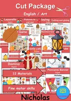 Vorschau - Arbeitsblätter - Materialpaket - Cut / Schneiden Nikolaus / Nicholas - Englisch - Deckblatt