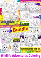 Aperçu - Feuilles d'exercices - Wildlife Adventures Coloring Bundle: Sea, Winter, Forest & Horses. - Page de couverture