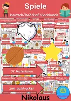 Vorschau - Unterrichtsreihen - Materialpaket - Spiele Nikolaus - DaZ/DaF, Deutsch, Sachunterricht (Grundschule) - Deckblatt
