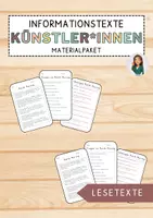 Vorschau - Anderer Materialtyp - Materialpaket - Informationstexte über Künstler*innen mit Fragen und Antworten - Deckblatt