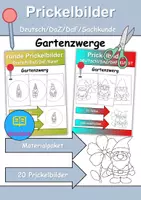 Vorschau - Arbeitsblätter - Prickelbilder / Fensterbilder PAKET Thema Gartenzwerge - Grundschule - Bastelvorlagen - Deckblatt