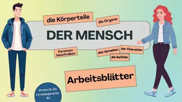Vorschau - Arbeitsblätter - Der Mensch – Körperteile und Personen beschreiben Arbeitsblätter und Lösungsschlüssel (Niveau B1) - Deckblatt
