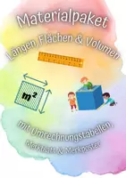 Vorschau - Fördermaterial/Inklusion - Materialpaket: Längen, Flächen & Volumen - Deckblatt