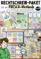 Vorschau - Stationenlernen - FRESCH Rechtschreibung 📝- Materialpaket (Poster, Tafelmaterial, Fächer, Minibuch und mehr) - Deckblatt