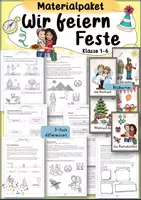 Vorschau - Arbeitsblätter - Materialpaket Wir feiern Feste Klassen 1 bis 4 Weihnachten Ramadanfest (Zuckerfest) Ramadan - Deckblatt