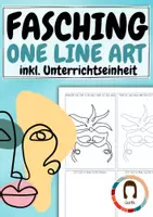 Vorschau - Unterrichtsreihen - One Line Art Fasching Materialpaket | Unterrichtseinheit Karneval - Deckblatt