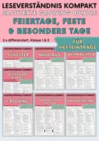 Vorschau - Arbeitsblätter - Feiertage/Feste Growing Bundle | Leseverständnis Klasse 1 & 2 - Deckblatt