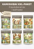 Vorschau - Bildkarten - Kamishibai XXL Paket 15 Geschichten der 5 Waldfreunde, Gefühle Streit Freundschaft | Bildkarten + Text A3 & A4 - Deckblatt
