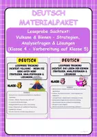 Vorschau - Arbeitsblätter - Materialpaket Leseprobe Sachtext: Bienen & Vulkane – Strategien, Analysefragen & Lösungen, Klasse 4 & Vorbereitung auf Klasse 5 - Deckblatt