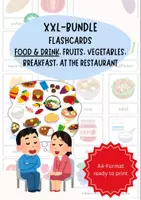 Vorschau - Bildkarten - XXL-Bundle: 135+ Flashcards: food & drink, fruits, vegetables, breakfast, restaurant - Deckblatt