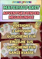 Vorschau - Mal- und Bastelvorlagen - Adventskalender Schule Megabundle – 4 Designs & Gutscheine für Klasse - Deckblatt