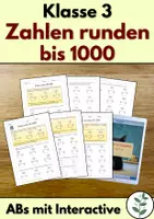 Vorschau - Arbeitsblätter - Zahlen runden 3. Klasse - differenziertes Material bis 1000 - Deckblatt