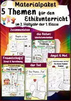 Vorschau - Stundenentwürfe - Sparpaket 5 Themen für den Ethikunterricht 1. Klasse 2. Halbjahr Ethik Religion - Deckblatt