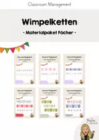 Vorschau - Poster - Wimpelkette Fächer - Materialpaket (Mathe, Deutsch, Englisch, SU, Religion & Leseecke) - Deckblatt