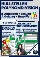 Vorschau - Arbeitsblätter - Nullstellen + Polynomdivision | Anleitung + Aufgaben - Deckblatt
