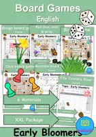 Vorschau - Spiele - Materialpaket - Brettspiele / Board Games - Frühblüher / Early Bloomer - Englisch - Deckblatt