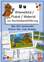 Vorschau - Arbeitsblätter - Buchstabe U u: Wimmelbild/Plakat und Material zur Buchstabeneinführung - Deckblatt