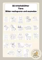 Vorschau - Arbeitsblätter - Materialpaket: Arbeitsblätter: Tiere nachspuren und ausmalen - Deckblatt
