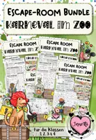 Vorschau - Arbeitsblätter - Escape Rooms - Karneval im Zoo (Mathe & Deutsch / Kl. 1,2,3,4) | Materialpaket - Deckblatt