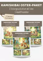 Vorschau - Bildkarten - Paket Kamishibai Ostern: 3 Ostergeschichten der 5 Waldfreunde | Bildkarten + Text A3 & A4 - Deckblatt