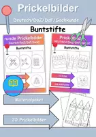 Vorschau - Arbeitsblätter - Prickelbilder / Fensterbilder PAKET Thema Buntstifte - Grundschule - Bastelvorlagen - Deckblatt