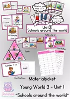Vorschau - Spiele - Materialpaket - Young World 3 - Unit 1 "Schools around the world" - Deckblatt