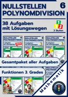 Vorschau - Arbeitsblätter - Nullstellen mit der Polynomdivision | Aufgaben + Lösungen - Deckblatt