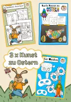 Vorschau - Stundenentwürfe - 3x Kunst zu Ostern, Kunstprojekt Ostern Klasse 1 und Klasse 2 - Deckblatt