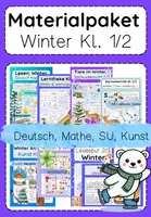 Vorschau - Arbeitsblätter - Materialpaket Winter 1 & 2 Deutsch, Kunst, Mathe Sachunterricht - Deckblatt