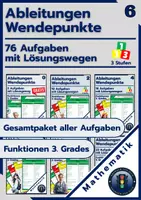 Vorschau - Arbeitsblätter - Wendepunkte berechnen | 76 Aufgaben + Lösungen kaufen - Deckblatt