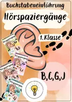 Vorschau - Arbeitsblätter - Buchstabeneinführung B, C, G, J - Buchstabe B, C, G, J - Hörspaziergang B, C, G, J - Deckblatt